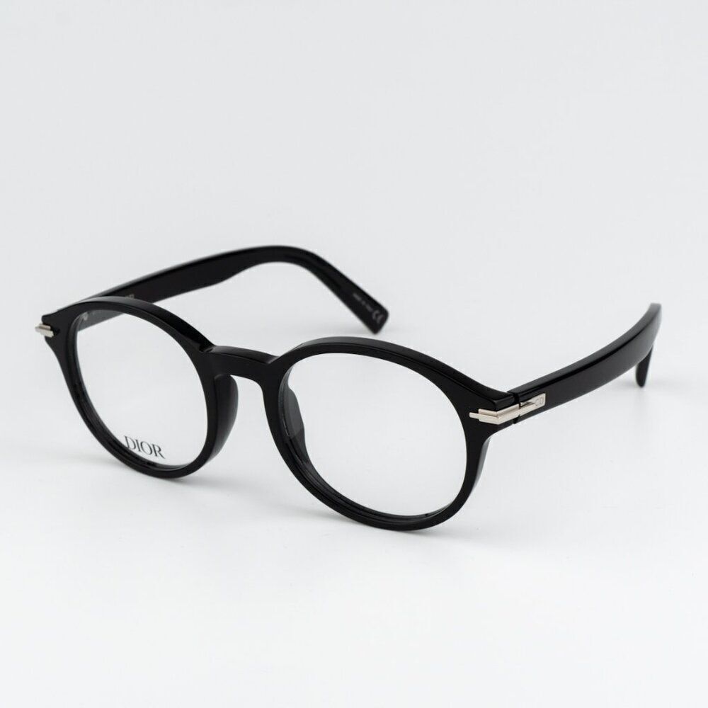 NEW Dior DIORBLACKSUITO RI 1000 Shiny Black Unisex Round Eyeglasses